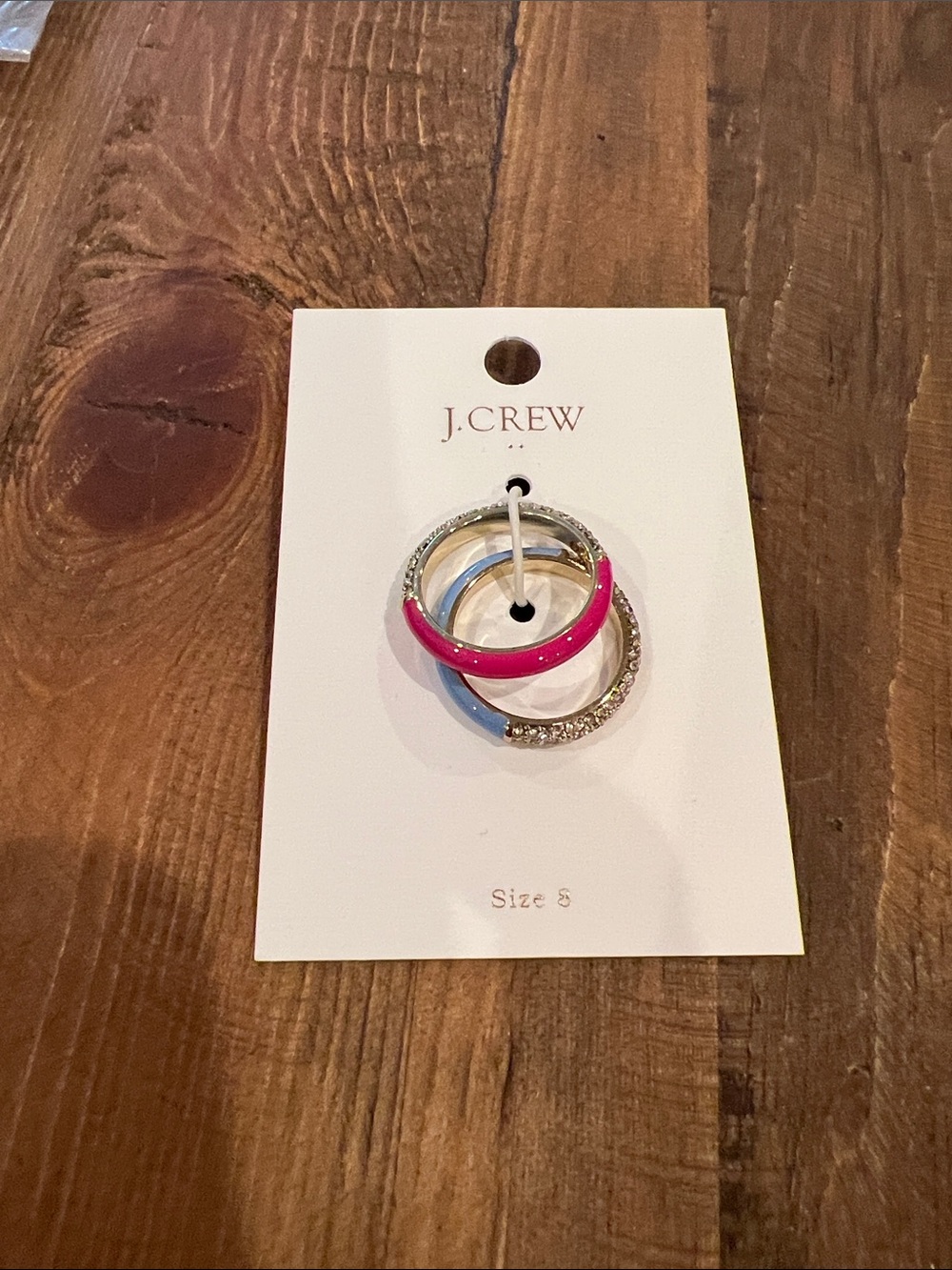 J. Crew Pink, Blue and Silver Triple Band Ring Set